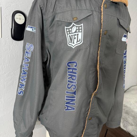 NFL Seattle Seahawks Jacket W/ Fur Inside, Gray - Picture 3 of 8